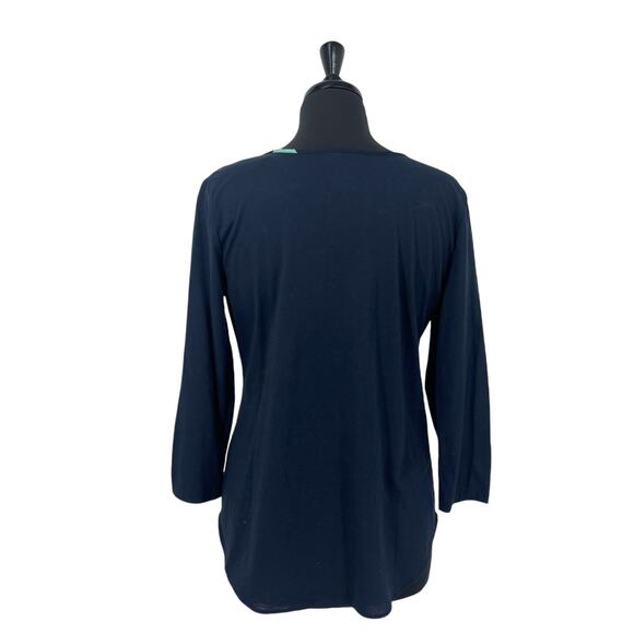 Van Heusen Women’s Blue Floral V-Neck 3/4 Sleeve Mixed Media Blouse Size Small S - Picture 3 of 8